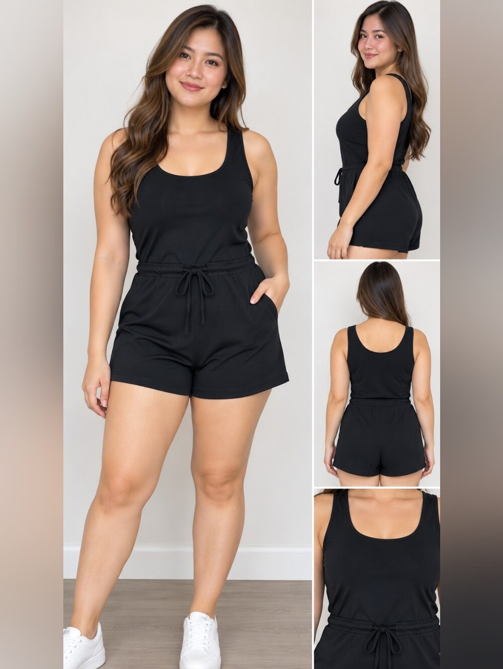 Joe Fresh Black Sleeveless Romper One-Piece with Tie Waist Size Small